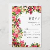Colorful beautiful country floral botanic RSVP 招待状 (正面)