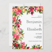 Colorful beautiful country floral botanic Wedding 招待状 (正面)