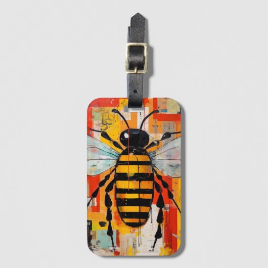 Colorful Bee Art Print Honeybee Wall ラゲッジタグ (正面縦)