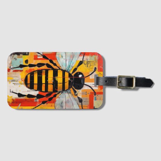 Colorful Bee Art Print Honeybee Wall ラゲッジタグ (正面横)