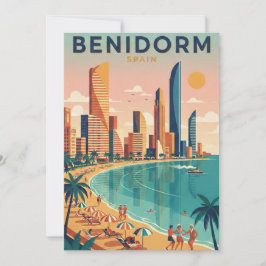 Colorful Benidorm Spain Costa Blanca Illustration カード