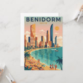 Colorful Benidorm Spain Costa Blanca Illustration カード (正面/裏面インサイチュ)