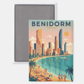 Colorful Benidorm Spain Costa Blanca Illustration マグネット (正面/裏面)