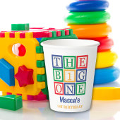 Colorful Big One Toy Block Retro First Birthday 紙コップ