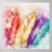 Colorful bird feathers ポスター (正面)