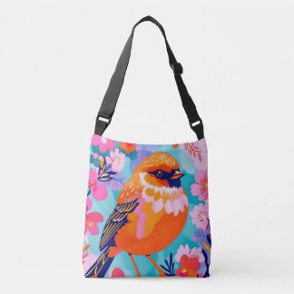 Colorful Bird Floral Crossbody Bag - Cute Nature S クロスボディバッグ