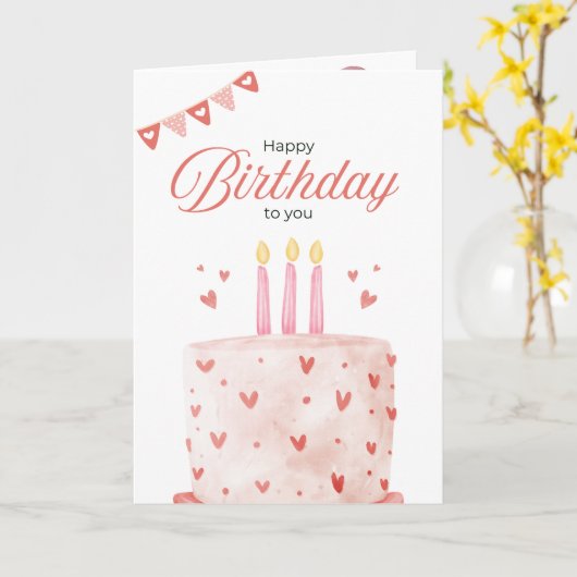 Colorful Birthday Cake Greeting Card カード (黄色い花)