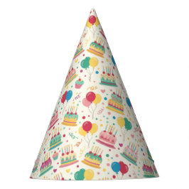 Colorful Birthday Cakes and Balloons Party Hats パーティーハット