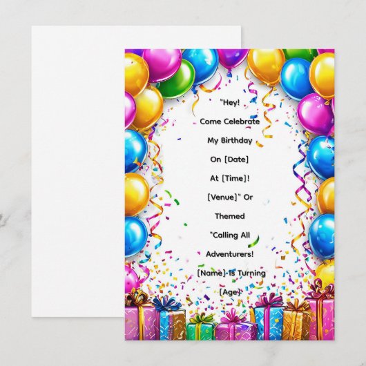 Colorful Birthday Celebration Frame 招待状 (正面/裏面)