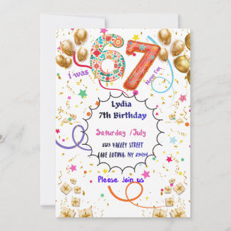 Colorful Birthday Invitation for Girls a d kids  招待状
