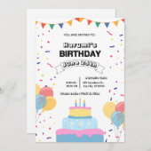 Colorful Birthday Party Invitation セーブザデート (正面/裏面)