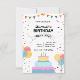 Colorful Birthday Party Invitation 招待状