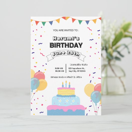 Colorful Birthday Party Invitation 招待状 (スタンド正面)