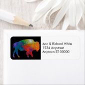 Colorful Bison Art on Black And White ラベル (インサイチュ)