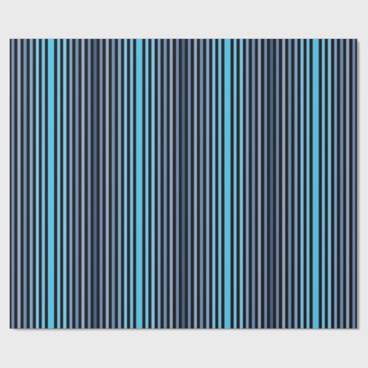 Colorful Black Blue Winter Spring Summer Stripes ラッピングペーパー (フラット)