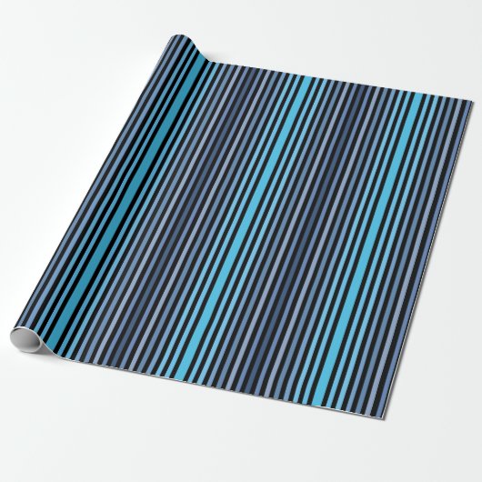 Colorful Black Blue Winter Spring Summer Stripes ラッピングペーパー (アンロールド)