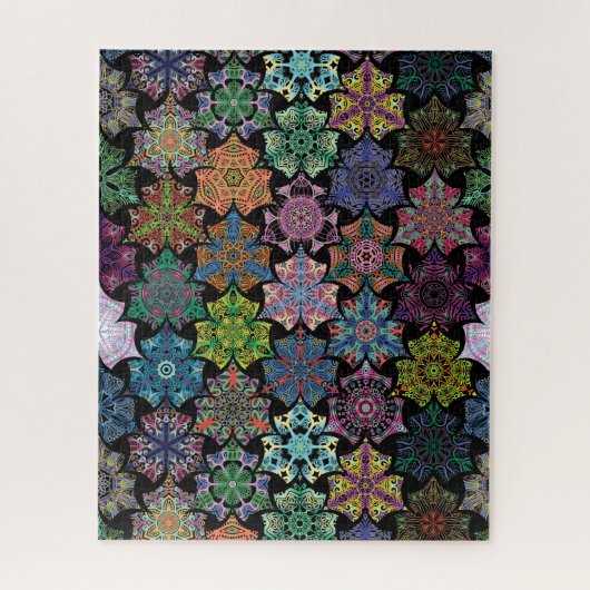 Colorful Black Boho Mandala Pattern Jigsaw Puzzle ジグソーパズル (縦)
