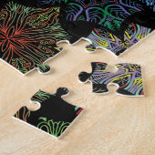 Colorful Black Boho Mandala Pattern Jigsaw Puzzle ジグソーパズル (側面)