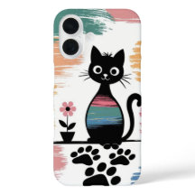 Colorful Black Cat iPhone Case – Cute Gift