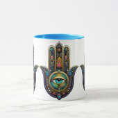 Colorful Black Gold Hamsa w/ Turquoise Third Eye マグカップ (中央)