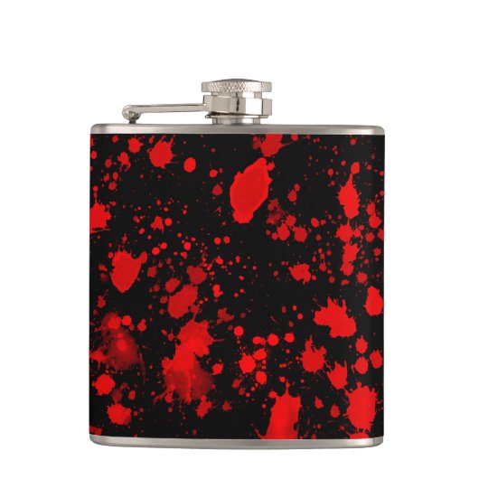 Colorful Black Red Paint Splatter Artistic Splash フラスク (正面)