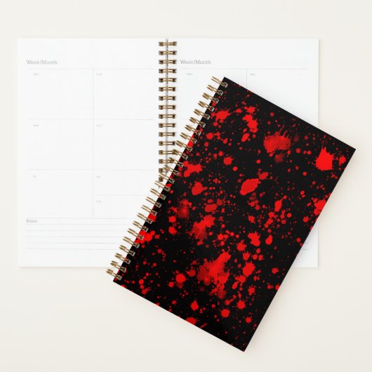 Colorful Black Red Paint Splatter Artistic Splash プランナー手帳 (ディスプレー)