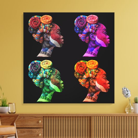 Colorful Black Women Stretched Canvas Print キャンバスプリント (インサイチュ (リビング))