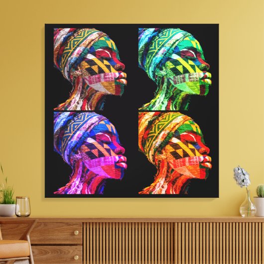 Colorful Black Women Stretched Canvas Print キャンバスプリント (インサイチュ (リビング))