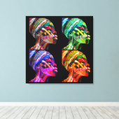 Colorful Black Women Stretched Canvas Print キャンバスプリント (インサイチュ (ウッドフロア))
