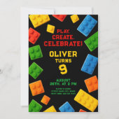 Colorful Block Birthday Party 招待状 (正面)