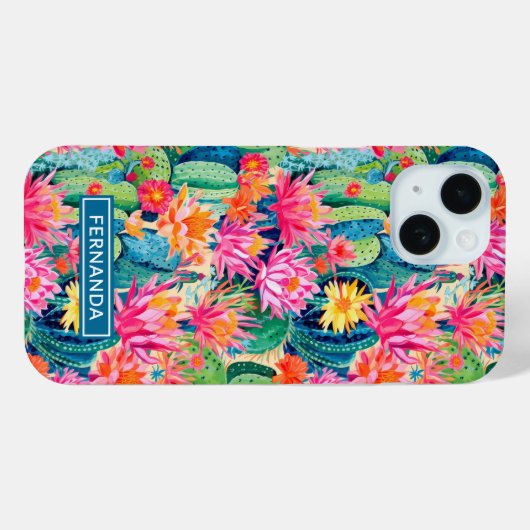 Colorful Blooming Cacti Personalized Case-Mate iPhoneケース (裏面 (横))
