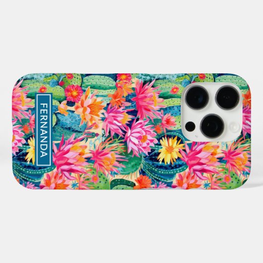 Colorful Blooming Cacti Personalized Case-Mate iPhoneケース (裏面 (横))