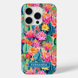 Colorful Blooming Cacti Personalized iPhone 15 Proケース