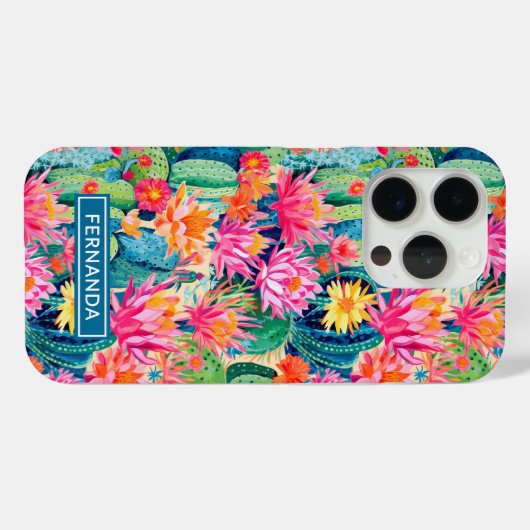 Colorful Blooming Cacti Personalized Case-Mate iPhoneケース (裏面 (横))