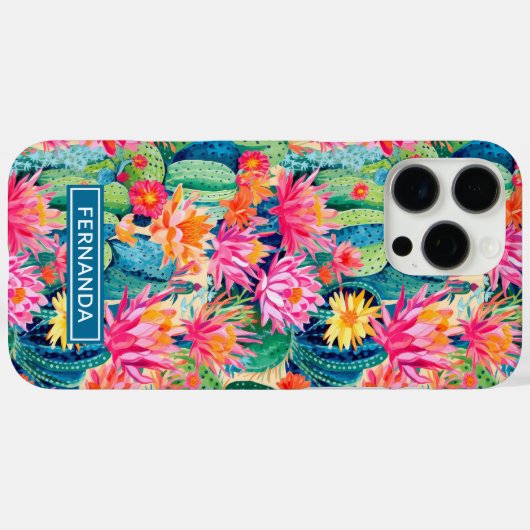 Colorful Blooming Cacti Personalized Case-Mate iPhoneケース (裏面 (横))