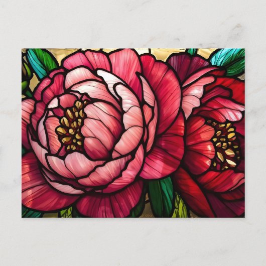 Colorful Blooming Peony Flowers ポストカード (正面)