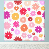 Colorful Blooms Large Pattern キャンバスプリント (インサイチュ (ウッドフロア))