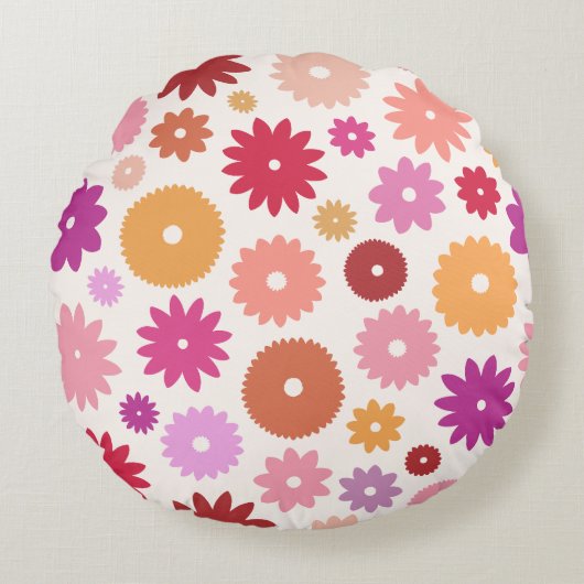 Colorful Blooms Large Pattern ラウンドクッション (正面)