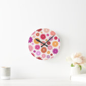 Colorful Blooms Large Pattern ラウンド壁時計 (ホーム)
