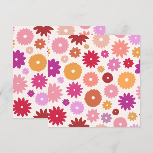 Colorful Blooms Pattern 招待状 (正面/裏面)
