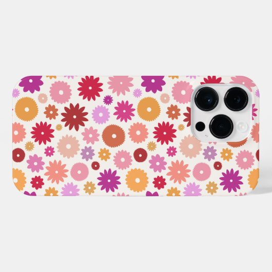 Colorful Blooms Repeat Pattern iPhoneケース (裏面横)