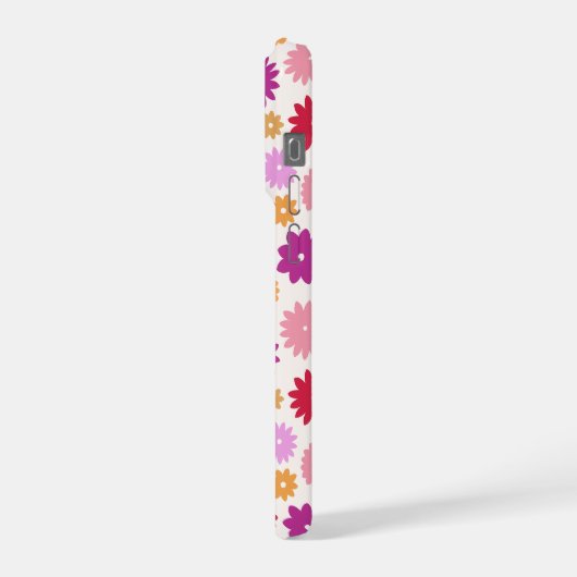 Colorful Blooms Repeat Pattern iPhoneケース (左側面)
