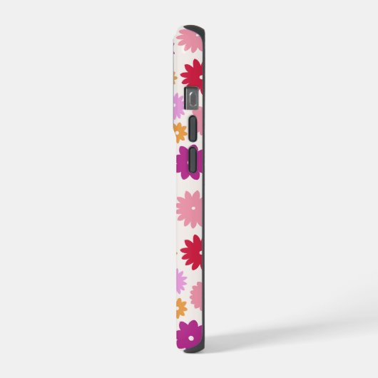 Colorful Blooms Repeat Pattern iPhoneケース (左側面)