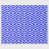 Colorful blue and white Kente pattern ラッピングペーパー (フラット)
