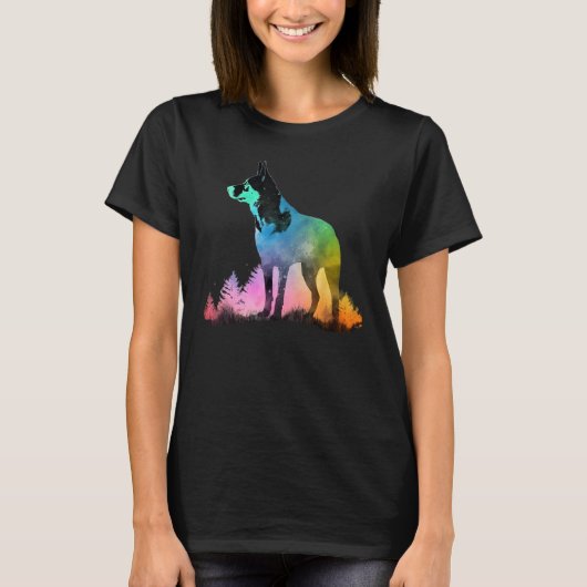 Colorful Blue Heeler Nature Australian Cattle Dog Tシャツ (正面)