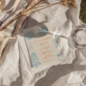 Colorful Blue Orang Hand Drawn Whimsical Wedding 招待状