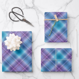 Colorful Blue Purple Fashion Show Inspired Stripes ラッピングペーパーシート