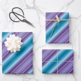 Colorful Blue Purple Fashion Show Inspired Stripes ラッピングペーパーシート