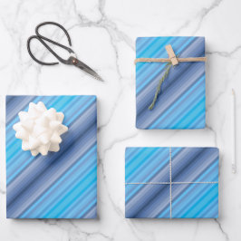 Colorful Blue Winter Spring Summer Stripes Pattern ラッピングペーパーシート