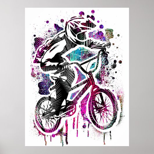 Colorful Bmx Poster - Bmx Bike Bicycle - Retro ポスター (正面)
